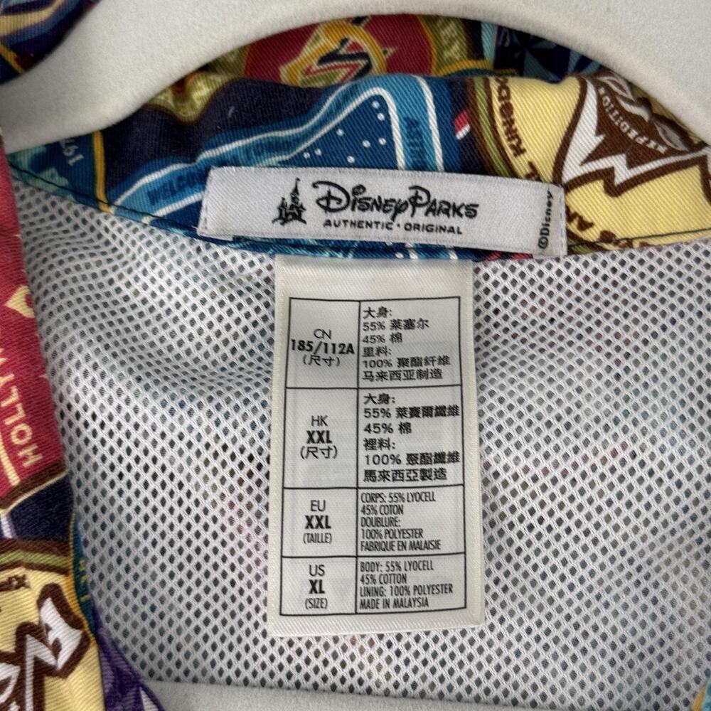 Disney Parks Shirt Mens XL Disney Attractions Patch Print Button Up All Over - Picture 3 of 10